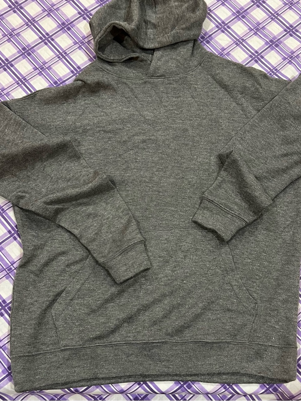 Men's Gray Hooded Pullover Sweater OVERSIZED Small